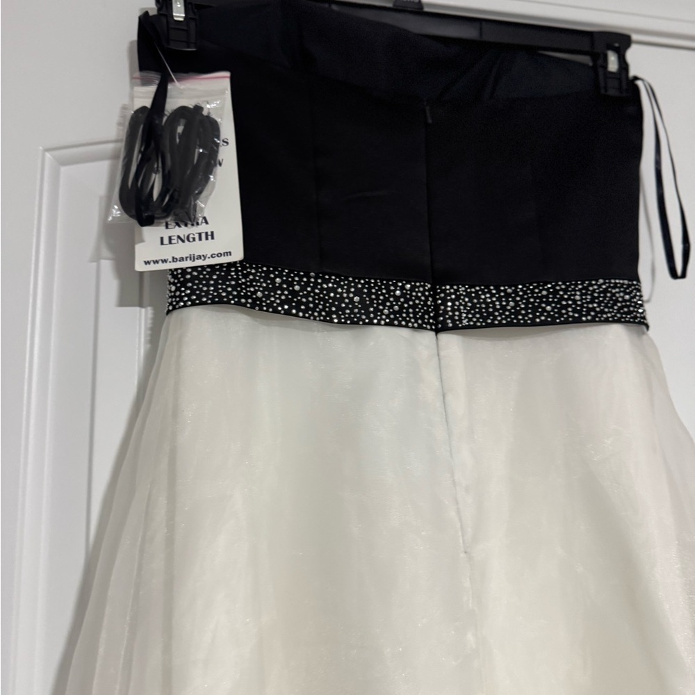 Bari Jay Black and White Strapless Gown - Picture 8 of 11